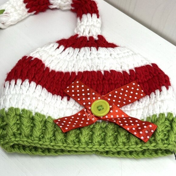 Baby Christmas Elf Long Tail Crochet Beanie Knit Hat Stocking Caps - Picture 2 of 9